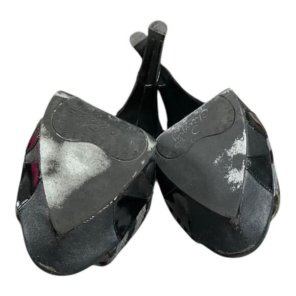 Y2K Naughty Monkey Portia Grey Black Size 7.5 Vintage Zebra Print Stiletto Used - Picture 15 of 15